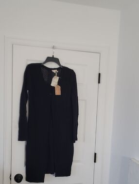 Hem & Thread Black Long Sleeve Knit Cardigan Dress